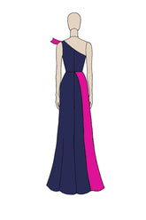 Marineblaues Fuchsia Schulterfreies Etui Ballkleid